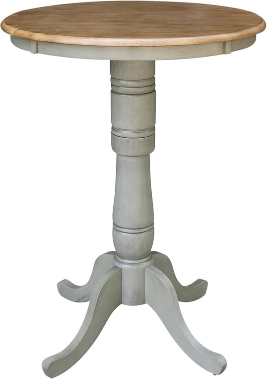 IC INTERNATIONAL CONCEPTS 30" Round Wood Distressed Hickory/Stone Table-Bar Height