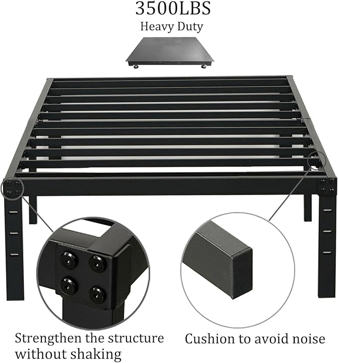 Twin XL Bed Frames, Heavy Duty Metal Frame with Steel Slats Support, No Box Spring Needed, 16 Inch High Platform with Storage, Non-Slip and Noise-Free
