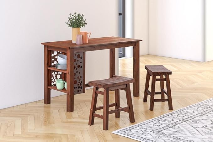 Boraam Sonoma Backless Saddle Dining Height Stool - Chestnut Wire-Brush - Set of 2