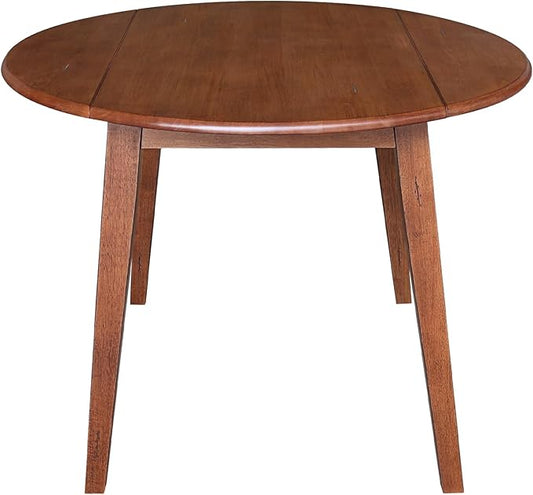 IC INTERNATIONAL CONCEPTS 42" Round Solid Wood Dual Drop Leaf Table in Distressed Oak