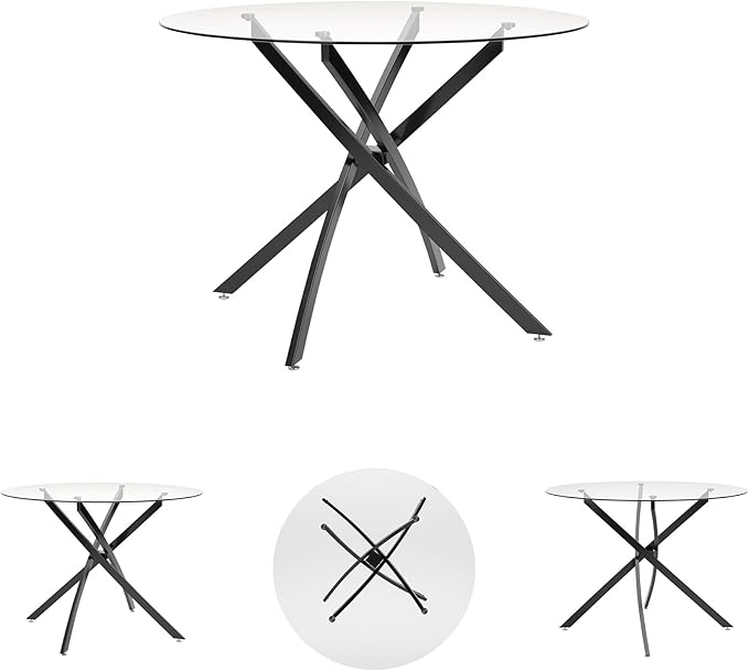 Signature Design by Ashley Pharwynn Casual Dining Table, Clear & Black