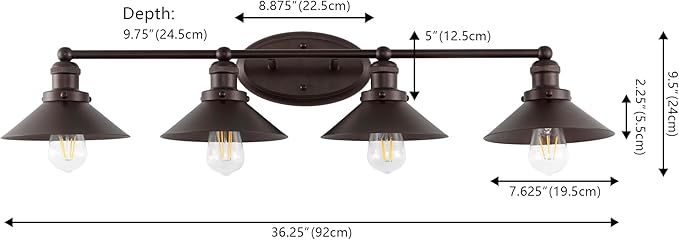 JONATHAN Y 7.88" Oil Rubbed Bronze 1-Light Industrial Farmhouse Metal Vanity Light Wall Sconce, Metal Shade for Bathroom Mirror, Kitchen, Entryway, LED Bulb Included (JYL7904A)