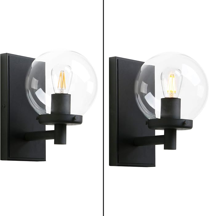 Pathson Vintage Hardwired Wall Sconce, Industrial Bathroom Vanity Light with Globe Glass, Indoor Wall Lamp Fixtures for Hallway Kitchen Bedroom