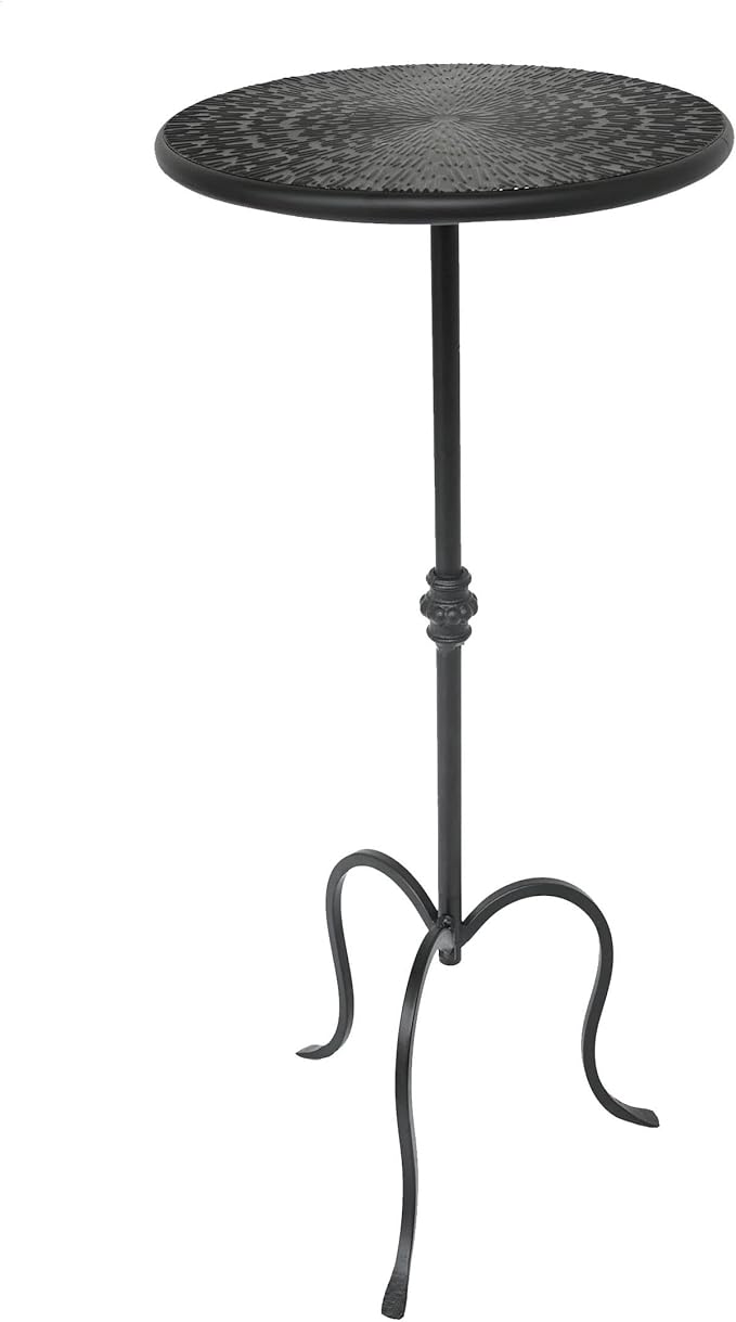 Metal Round Side Table, Modern Accent Small Drink Table, Coffee Martini Table for Small Spaces,Living Room,Bedroom,Corners (Black)