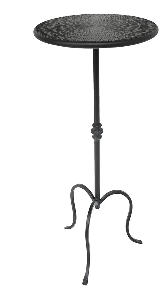 Metal Round Side Table, Modern Accent Small Drink Table, Coffee Martini Table for Small Spaces,Living Room,Bedroom,Corners (Black)