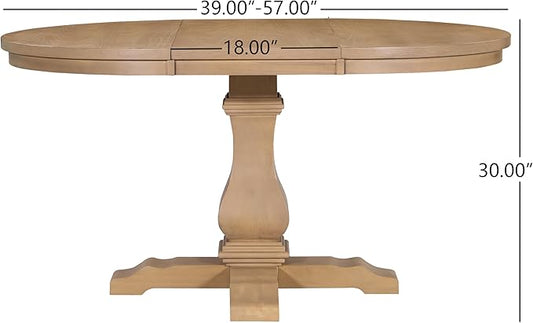 Christopher Knight Home Tokin Extendable Dining Room Table for 6, Wooden Round Expandable Kitchen Table, Vintage Oval Dining Table for Dining Room Kitchen, Light Natural