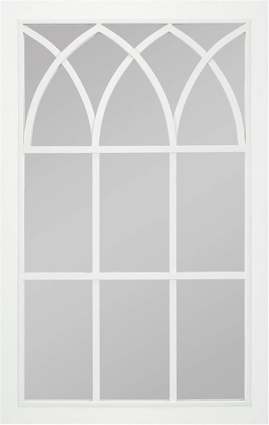 FirsTime & Co. White Grandview Arched Window Mirror, Rectangular, Wall Mounted Mirror for Bathroom Vanity, Bedroom, Entryway, Wood Frame, 37.4 x 23.6 inches