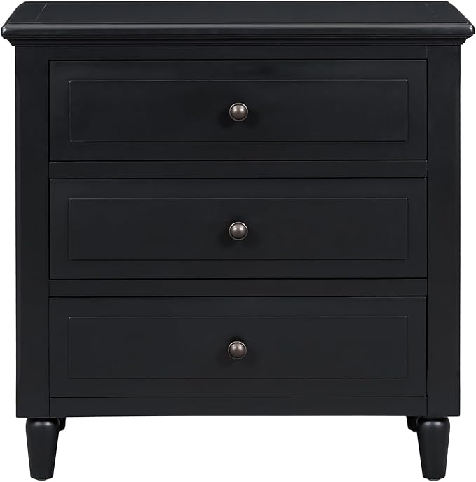 Nightstands with 3 Drawers for Bedroom, Modern Wood Bedside End Table
