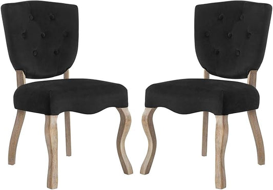 Modway Array French Vintage Tufted Performance Velvet Two Dining Chairs in Black