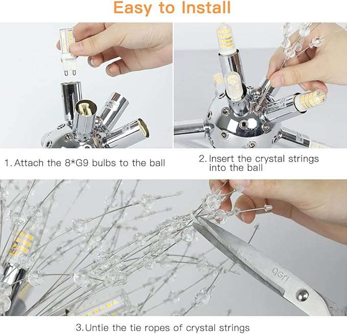 Depuley Modern Crystal Chandeliers, Dandelion Firework Chandelier, 8-Light Pendant Light fixtures, Sputnik Pendant Lighting for Living Room, Bedroom, Dining Room, Kitchen, Stairwell, G9 Bulbs