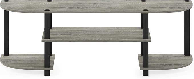 Furinno TURN-S-TUBE TV Stand, Wide Entertainment Center, TV Console for TV up to 55 Inch, for Living Room, Bedroom, Oak Grey