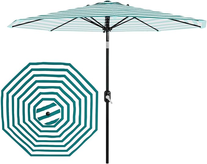 Garvee 9FT Patio Umbrella - Outdoor Table Umbrella with Crank Lift & Push Button Tilt - Market Umbrella 8 Sturdy Ribs UV Protection for Pool, Deck, Yard, Garden