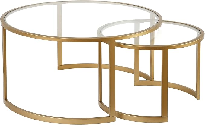 Mitera Round Nested Coffee Table in Brass