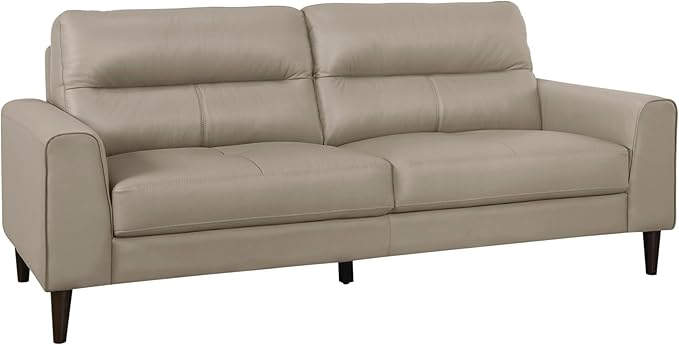 Lexicon 3 Piece Living Room Furniture Sets,Top Grain Leather Match Living Room Sofa Set, Track Arms, Solid Wood Legs, Comfy Couches Including Chair, Loveseat & Sofa, 3 Pieces, Latte