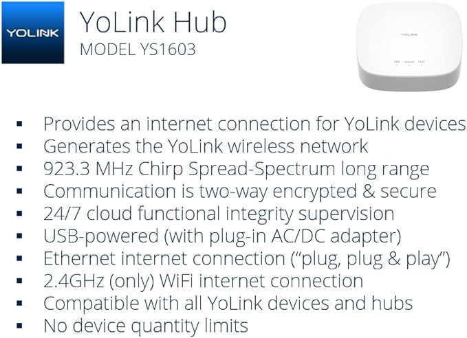 YoLink Smart Thermostat, Now Heat Pump Compatible, Android & iOS App, YoLink Hub Included