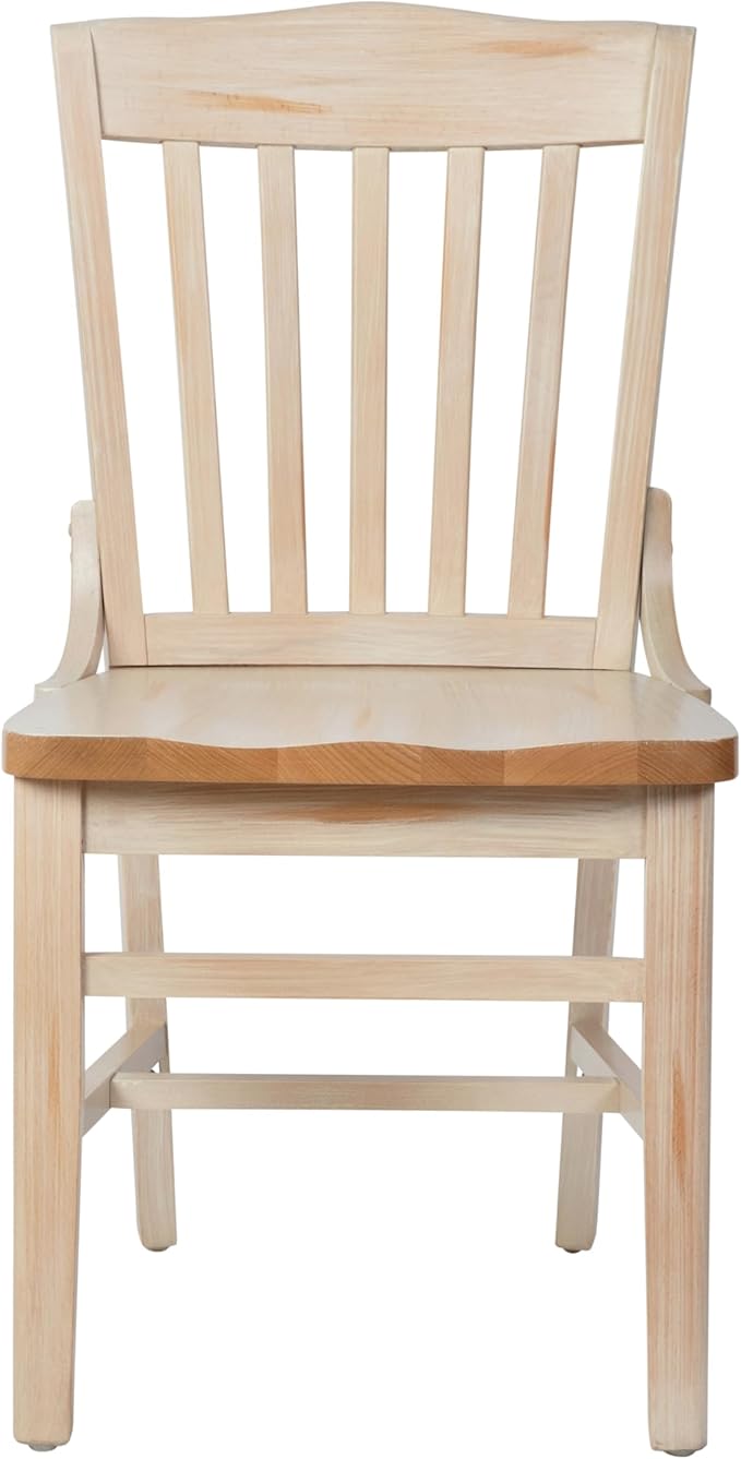 Flash Furniture Hercules School House Back Metal Restaurant Chair - Antique White Wood Seat - Black Frame