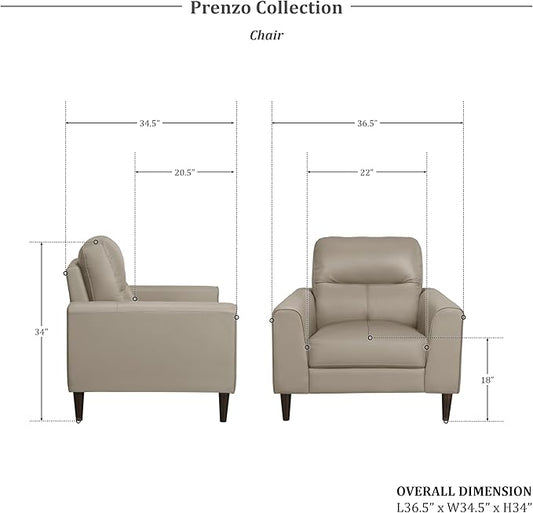 Lexicon 3 Piece Living Room Furniture Sets,Top Grain Leather Match Living Room Sofa Set, Track Arms, Solid Wood Legs, Comfy Couches Including Chair, Loveseat & Sofa, 3 Pieces, Latte