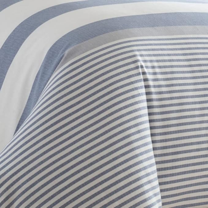 Nautica - King Comforter Set, Soft Yarn-Dyed Cotton Bedding, Medium Weight for Year Round Use, 3 Piece Bed Set with Matching Pillowcases (Fairwater Blue)