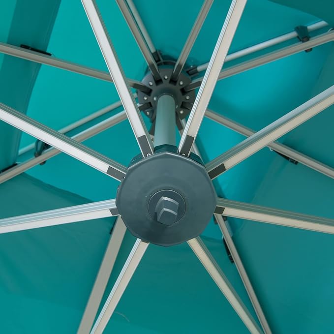 Cantilever Patio Umbrella with Cross Base and Cover Included - 360° Rotation Large Heavy Duty Offset Outdoor Umbrella with Easy Tilt for Pool Backyard Deck Garden (11x11 FT Turquoise Blue)