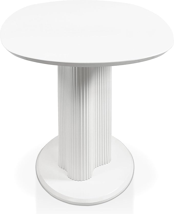 Homes: Inside + Out Elara Modern 54-inch Oval Dining Table with Fluted Pedestal Base, Seats up to 4, for Home Kitchen, Living Room, Glossy White