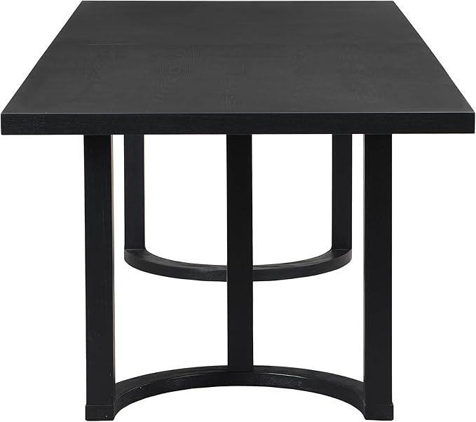 Christopher Knight Home Evat 95 Inch Dining Table for 6-8 People, Modern Kitchen Table with U-Shaped Legs, Large Wooden Rectangular Farmhouse Dinner Furniture for Dining Room, Home Office, Black