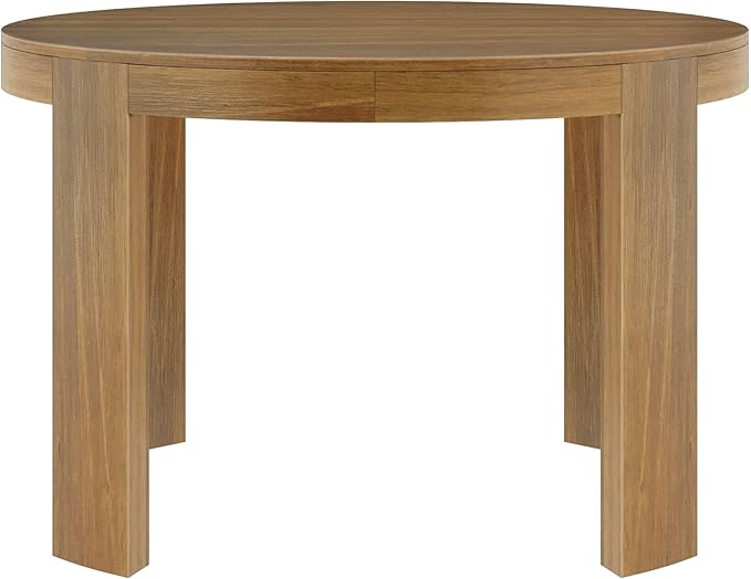 Plank+Beam 47 Inch Contour Round Dining Table, for Kitchen and Dining Room, Pecan