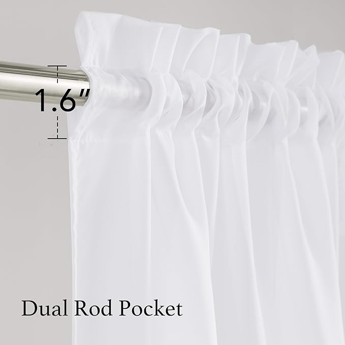NICETOWN White Sheer Light Filtering Curtains 120 inches Long, Rod Pocket Lightweight Drapes Voile Sheer Air & Breathable Window Treatments for Living Room, W42 x L120, 2 Panels