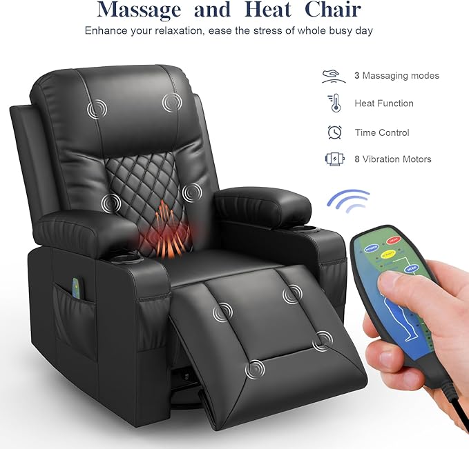 FURNIMAT Oversized Recliner Sofa Set with 4+1 Pieces in Living Room, 4 Seater Reclining Sofa, 1 Recliner Chair with 360 Degree Swivel Single Sofa Seat