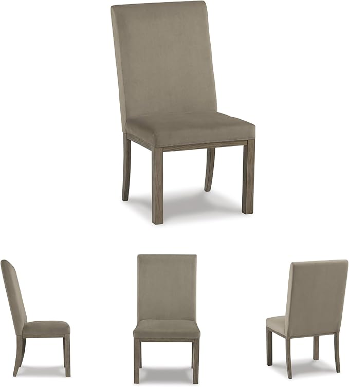 Signature Design by Ashley Chrestner Contemporary Upholstered Dining Chair, 2 Count, Gray & Brown