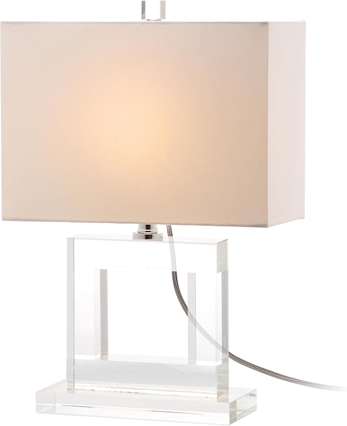 SAFAVIEH Lighting Collection Town Square Clear Crystal 21-inch Table Lamp with USB Charging Port