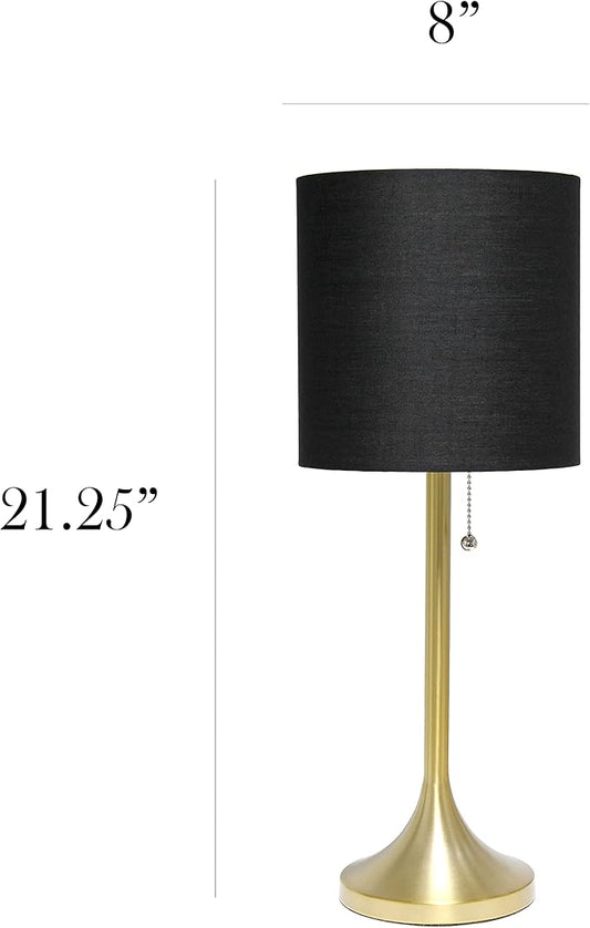 Simple Designs LT1076-GDB Gold Tapered Table Lamp with Black Fabric Drum Shade (Pack of 4)