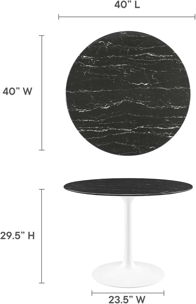 Modway Lippa Dining Table, 40", White Black