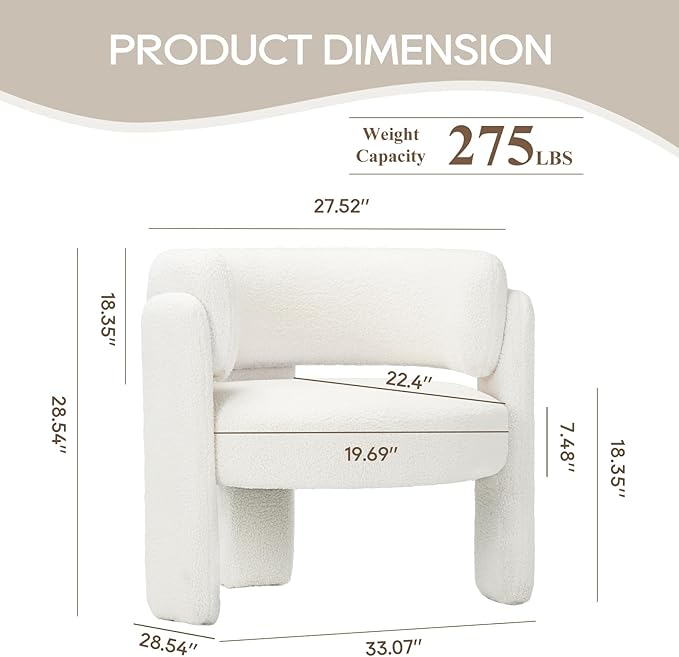 COLAMY Modern Accent Chair Set of 2, Velvet Accent Chairs, Upholstered Barrel Chairs with Solid Wood Legs, Comfy Side Chair for Living Room, Bedroom, Reading, Cozy Reading Chair,Cream