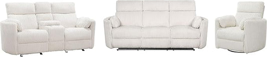Parker Living Radius - Mega Ivory Power Reclining Sofa Loveseat and Recliner