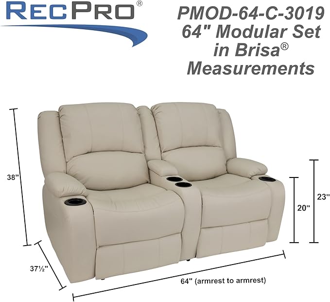 RecPro RV 64" Powered Recliner Loveseat | Wall Hugger Sofa | Ultrafabrics Brisa (Birch)