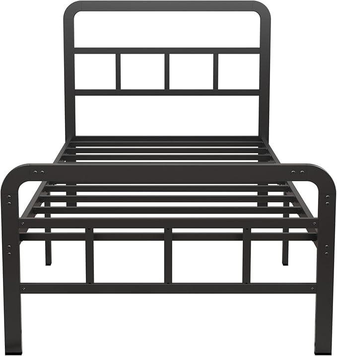 Twin XL Bed Frame with Headboard and Footboard 14 Inch, XL Twin Platform Bed Frame with Strong Metal Slats Support, Under-Bed Storage, Noise Free, Easy Assembly, Black