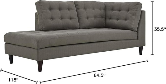 Modway EEI-2798-GRA Empress Mid-Century Modern Upholstered Fabric Left-Facing Sectional Sofa in Granite
