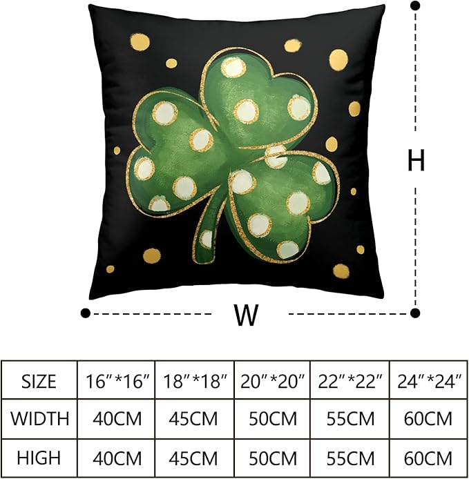 Set of 2 St. Patrick's Day Throw Pillow Covers Buffalo Plaid Dot Shamrock Pillow Covers 16x16 Lucky Blessed Pillow Cases for Spring March Holiday Saint Patricks Day Decor