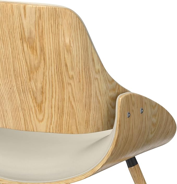 SIMPLIHOME Malden Dining Chair in Light Wood, Natural Linen Look Fabric, 22.8" W x 20.9" D x 30.9" H, Mid-Century Modern Style for Dining Room