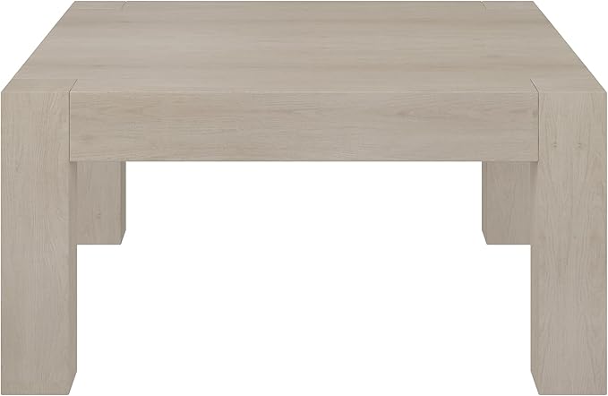 Henn&Hart 34" Square Coffee Table with Wood Top for Living Room, Family Room, Office, or Apartment, Beech White
