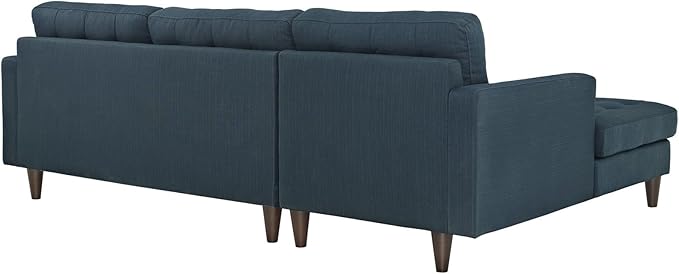 Modway Empress Mid-Century Modern Upholstered Fabric Left-Arm Facing Sectional Sofa in Azure