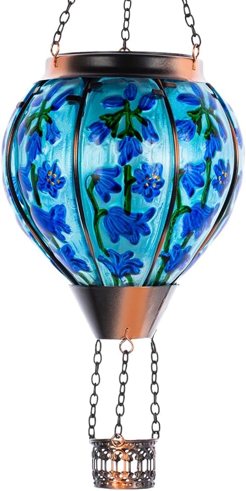 Starsoul Violet Hot Air Balloon Solar Lantern with Flickering Flame Light Solar Powered Hot Air Balloon Lamp Hanging Solar Light Waterproof for Patio Garden Yard Farmhouse Decor