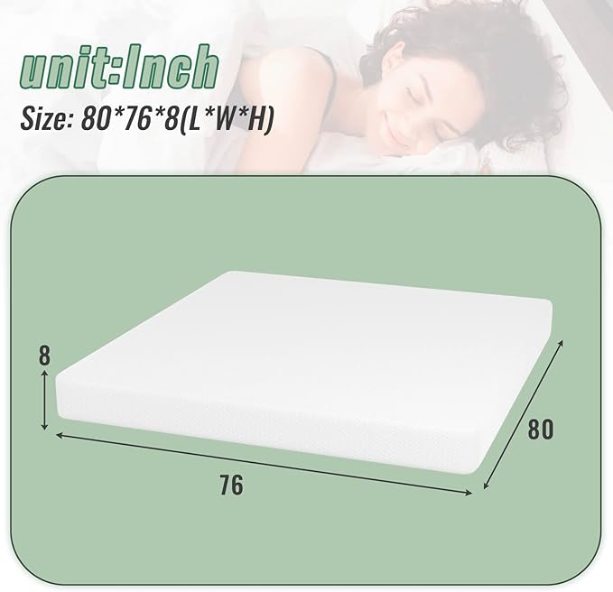 PayLessHere Gel Memory Foam Mattress Wave Comfort Foam Mattress 8 inch Mattress, CertiPUR-US Certified,Breathable Bed Mattress Supportive & Pressure Relief,Removable Cover,Fiberglass Free,White King