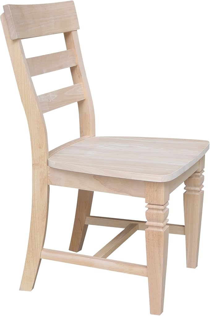 IC International Concepts Java Dining Chair Set of 2, Hardwood, Ready-to-Finish, 36.6"H with 18"H Seats, 19.7"W x 22"D, Ideal for Dining Room Furniture - Unfinished