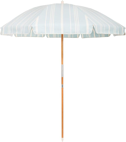 Business & Pleasure Co. Rio Umbrella Scalloped Brim For Beach, Patio or Picnic - 6' Boho Beach Umbrella, 7' Tall Wood Pole, UPF 50+
