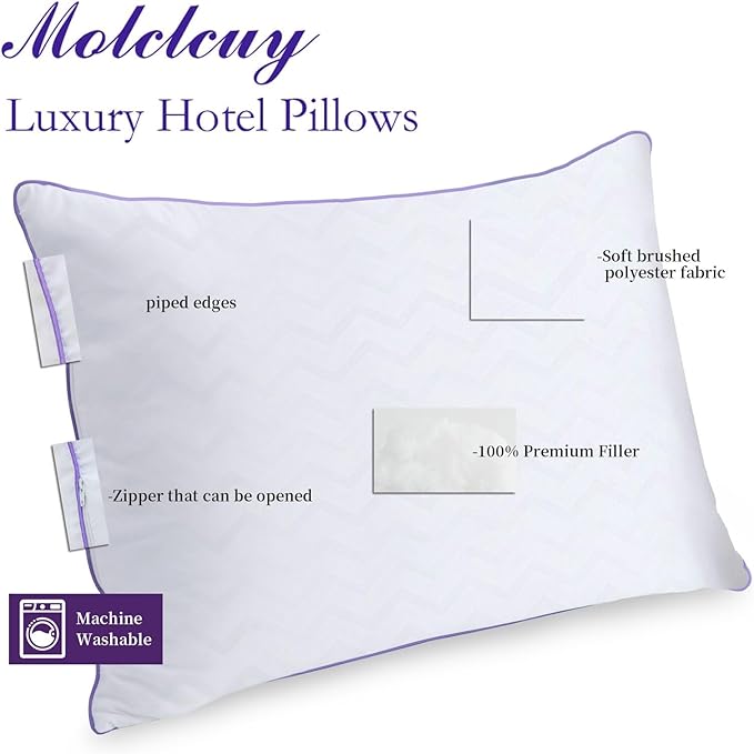 MOLCLCUY Bed Pillows King Size Set of 2,Hotel Collection Pillow for Side and Back Sleepers,Super Soft Down Alternative Microfiber Filled