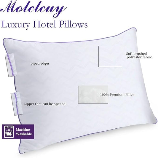MOLCLCUY Bed Pillows King Size Set of 2,Hotel Collection Pillow for Side and Back Sleepers,Super Soft Down Alternative Microfiber Filled