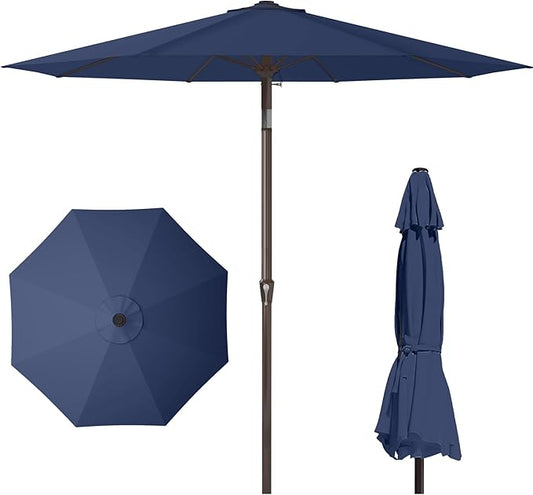 PatioKingdom 11FT Patio Umbrella,Outdoor Umbrella with Push Button Tilt and Crank,Market Table Umbrella with 8 Sturdy Fiberglass Ribs UV Protection