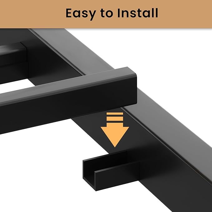 LIKIMIO California King Bed Frame, Tall Industrial Headboard 51.1 ", Platform Bed Frame with Strong Metal Support, Solid and Stable, Noise Free, No Box Spring Needed, Easy Assembly, Dark Brown