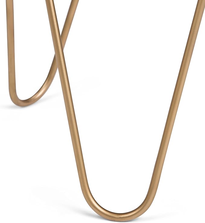 SIMPLIHOME Patrice Metal Table - 18 inch Wide Solid Wood and Metal Round Side Table in Natural and Gold, Mid-Century Modern Accent Table for Living Room or Bedroom with Hairpin Legs